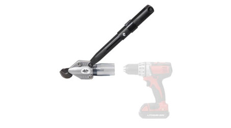 Cisaille pour acier galvanisé 1,3 mm pou adaptation perceuse - Cisaille montree avec perceuse